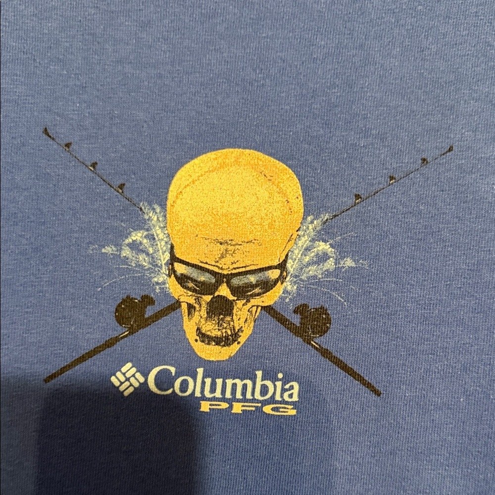 Columbia Men's Royal Blue Natural Born Anglers Tee with Skull Design - Picture 2 of 4